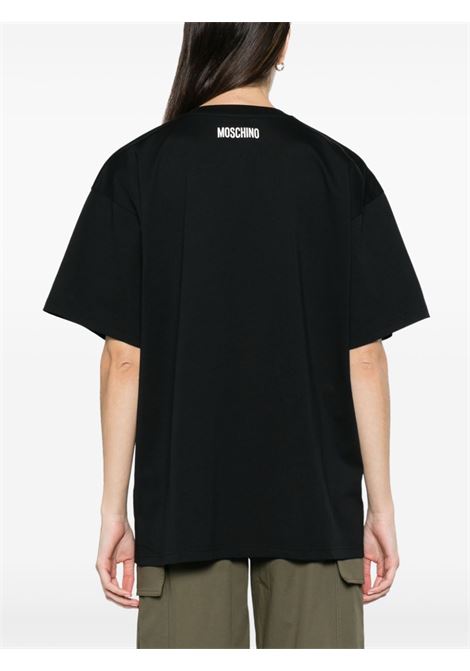 T-shirt con stampa in nero - donna MOSCHINO | J070404411555