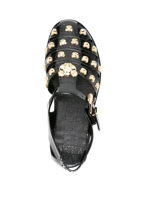 Black Teddy Bear-studded patent sandals - women MOSCHINO | MA16521G1IM25000
