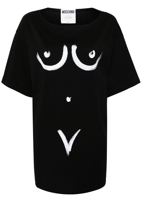 T-shirt con stampa in nero - donna MOSCHINO | V070304423555