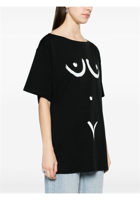 Black motif-print T-shirt - women MOSCHINO | V070304423555