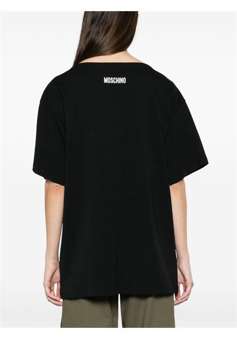 T-shirt con stampa Question Mark in nero - donna MOSCHINO | V070304424555