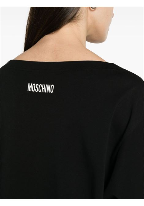 T-shirt con stampa Question Mark in nero - donna MOSCHINO | V070304424555