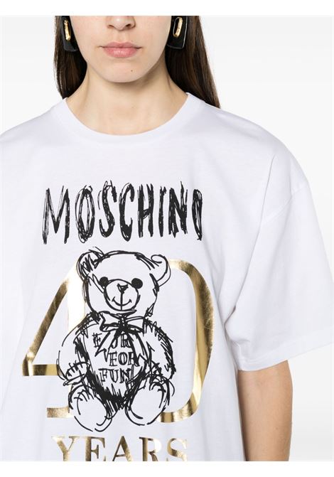 T-shirt con stampa Teddy Bear in bianco - donna MOSCHINO | V070504411001