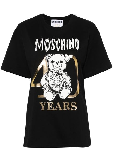 T-shirt con stampa Teddy Bear in nero - donna MOSCHINO | V070504411555