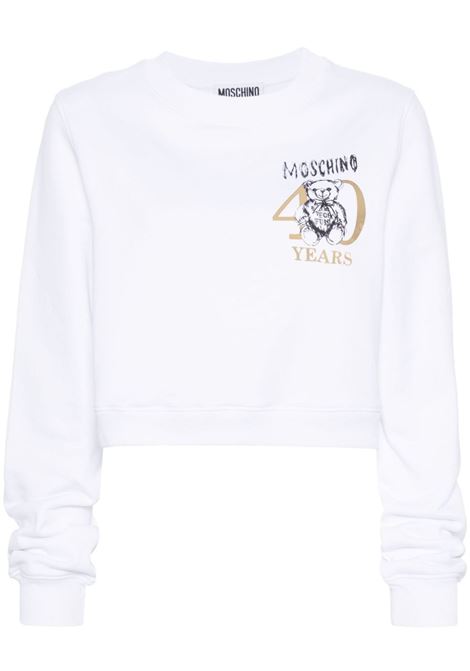 White Teddy-Bear-print cropped sweatshirt - women MOSCHINO | V170704281001