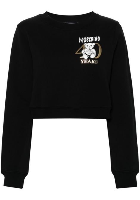 Black Teddy-Bear-print cropped sweatshirt - women MOSCHINO | V170704281555