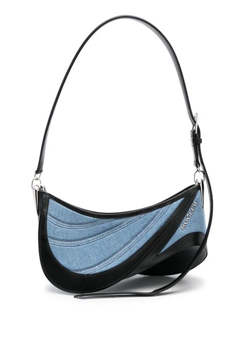Blue and black spiral curve shoulder bag - women 