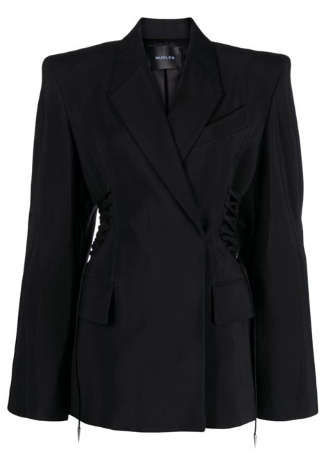 Black drawstring-fastening blazer - women  MUGLER | 24P1VE03771821999