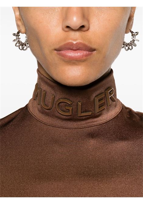 Brown roll-neck fitted bodysuit - women MUGLER | 24P1BO0212850B3000