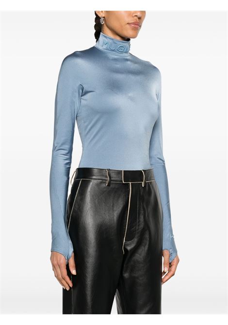 Blue roll-neck fitted bodysuit - women MUGLER | 24P1BO0212850B680