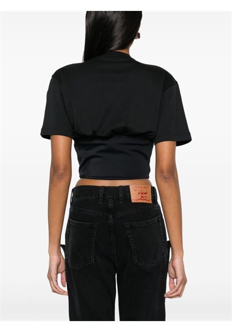 Black corset-style T-shirt - women MUGLER | 24P3TO0671274B1919