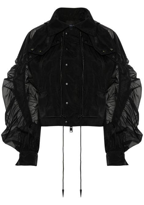 Black semi-sheer hooded bomber jacket Mugler - women MUGLER | 24S1BL0109864B1919