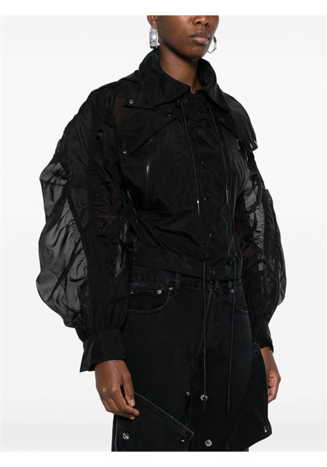 Black semi-sheer hooded bomber jacket Mugler - women MUGLER | 24S1BL0109864B1919