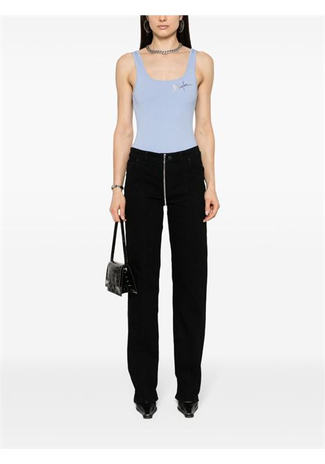 Silver blue logo-print bodysuit mugler - women  MUGLER | 24S3BO02342746080