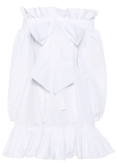 White ruffled detailing belted mini dress ? women 