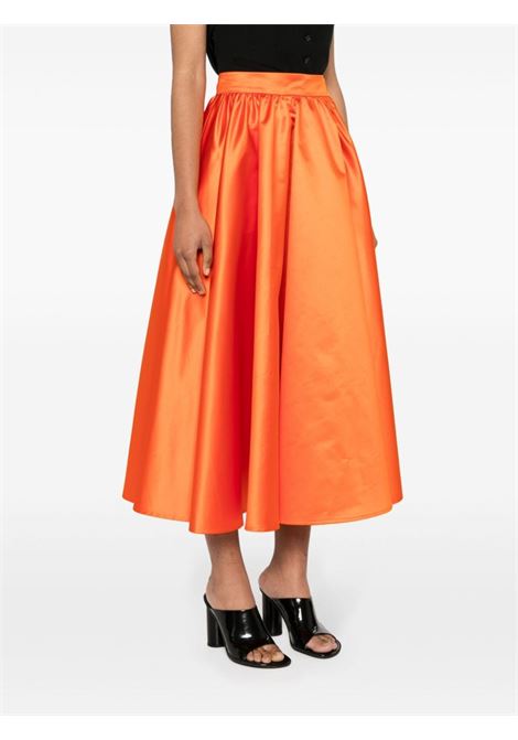 Orange satin flared midi skirt - women PATOU | SK0640164217O