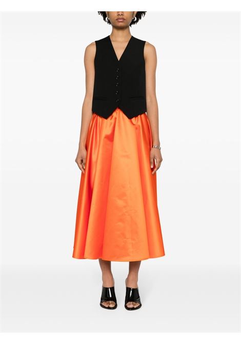 Orange satin flared midi skirt - women PATOU | SK0640164217O