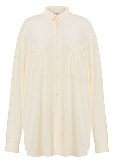White cutaway-collar button-up shirt - women