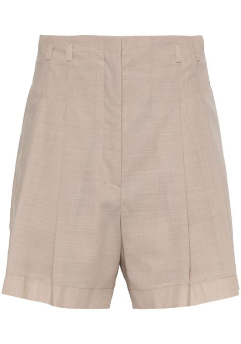 Grey pleated tailored shorts - women