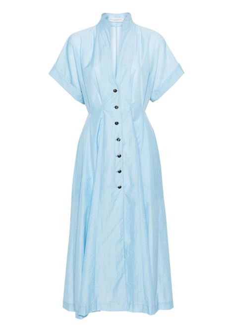 Abito maxi svasato con scollo a V in azzurro - donna