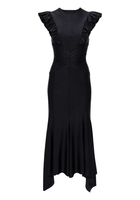 Abito maxi svasato con volant in nero - donna PHILOSOPHY DI LORENZO SERAFINI | A045007200555