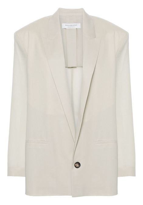 Beige sheer single-breasted blazer - women