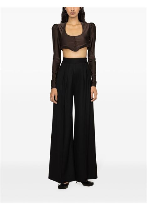 Brown ruffle-trim cropped top ? women  PHILOSOPHY DI LORENZO SERAFINI | A080607200102