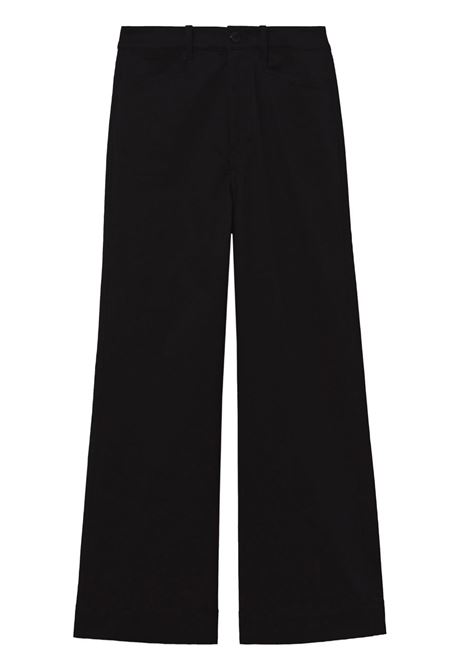 Black high-waisted cropped trousers - women