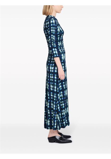 Blue green Slinky graphic-print midi dress - women PROENZA SCHOULER WHITE LABEL | WL2413375399