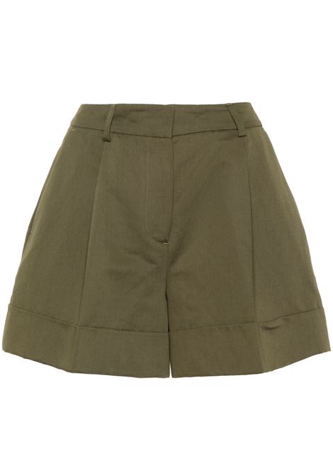 Shorts con pieghe in verde di PT01 - donna