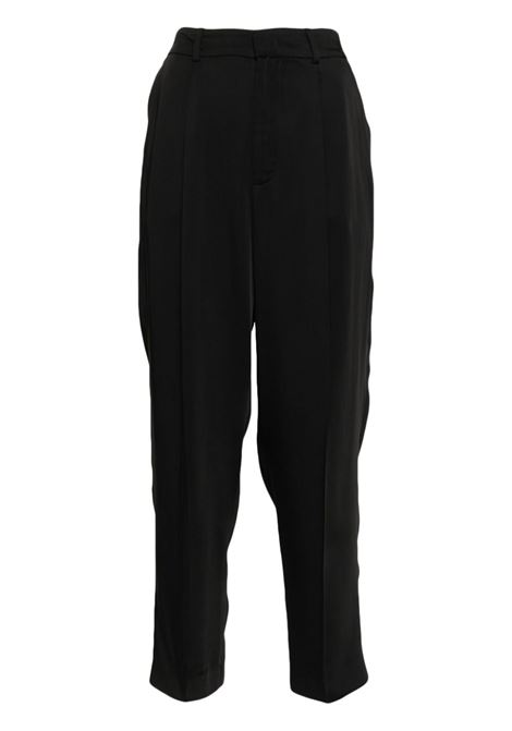 Black elasticated-waistband cropped trousers - women