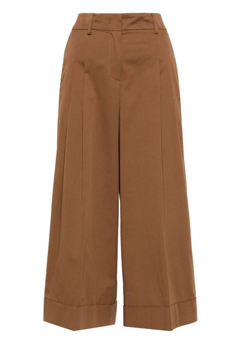 Brown cropped palazzo trousers - women