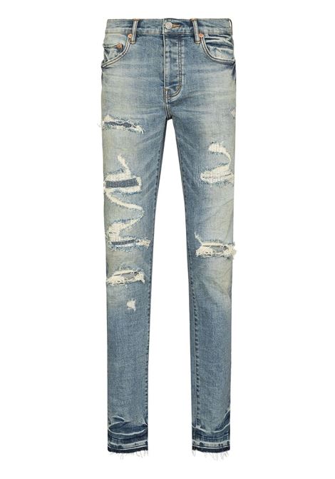 Blue P001 Vintage distressed-finish skinny jeans - men PURPLE | Jeans | P001LIVI122