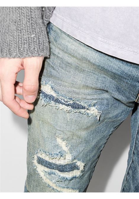 Blue P001 Vintage distressed-finish skinny jeans - men PURPLE | P001LIVI122