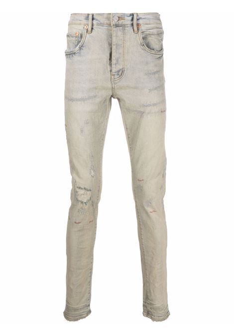 Jeans skinny con effetto vissuto in grigio - uomo