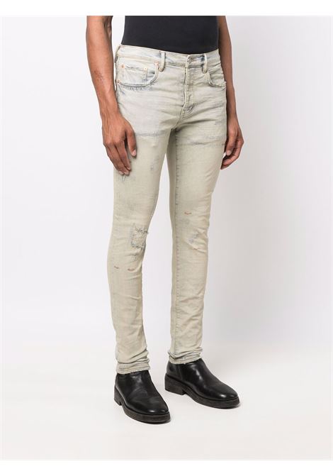 Grey distressed skinny jeans - men PURPLE | P001SOR