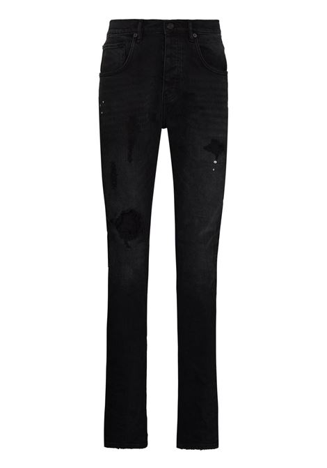 Jeans slim effetto vissuto P002 in nero - uomo