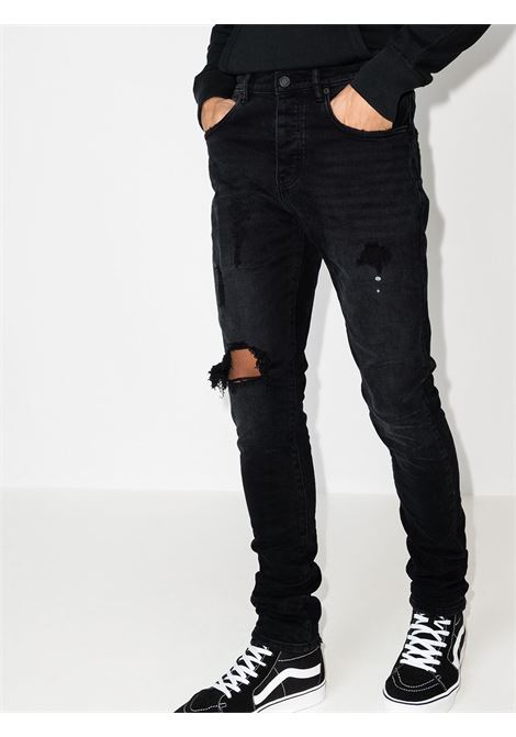 Black ripped detail jeans - men PURPLE | P002BLR