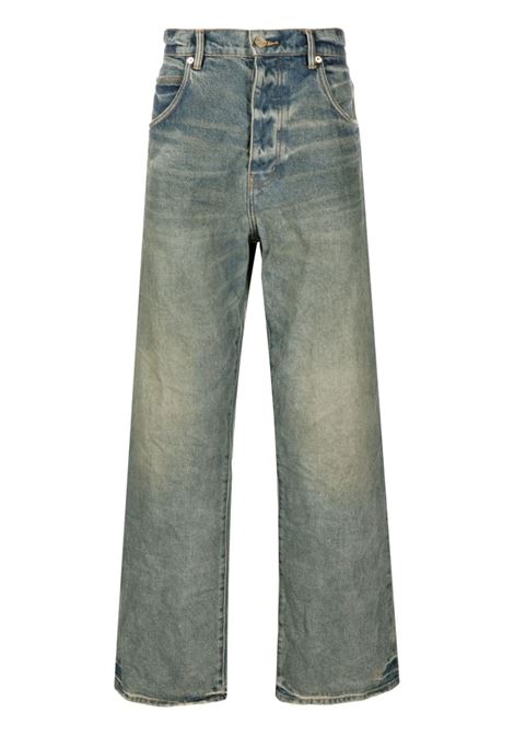 Blue P018 drop-crotch wide-leg jeans - men