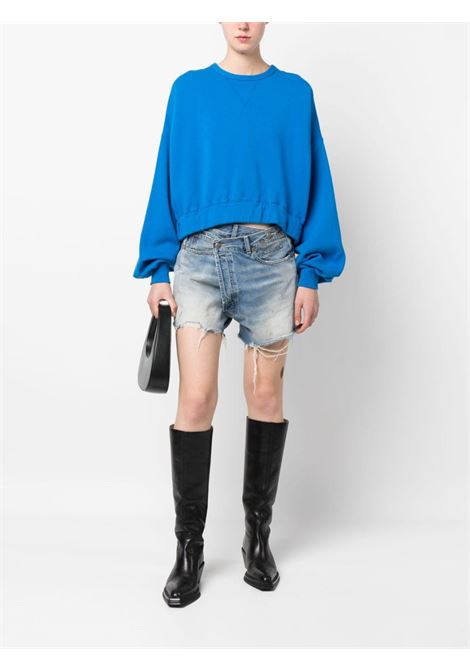 Blue crossover waist denim shorts - women R13 | R13W6055D111D