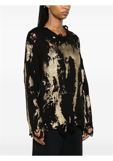 Black painterly-print distressed jumper - women R13 | R13WY197Y126B