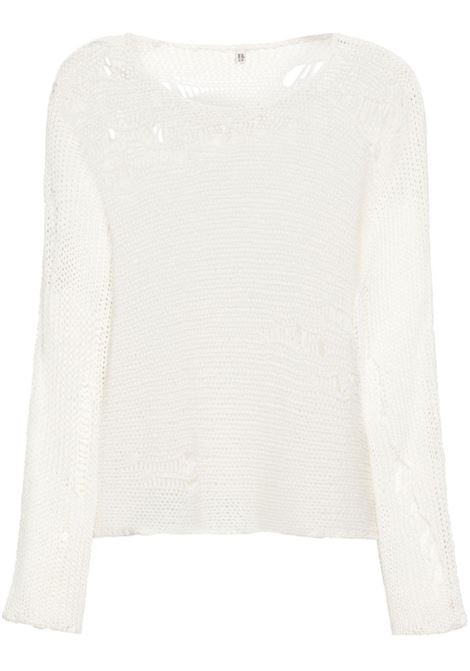 Maglione Boyfriend con effetto vissuto in bianco - donna