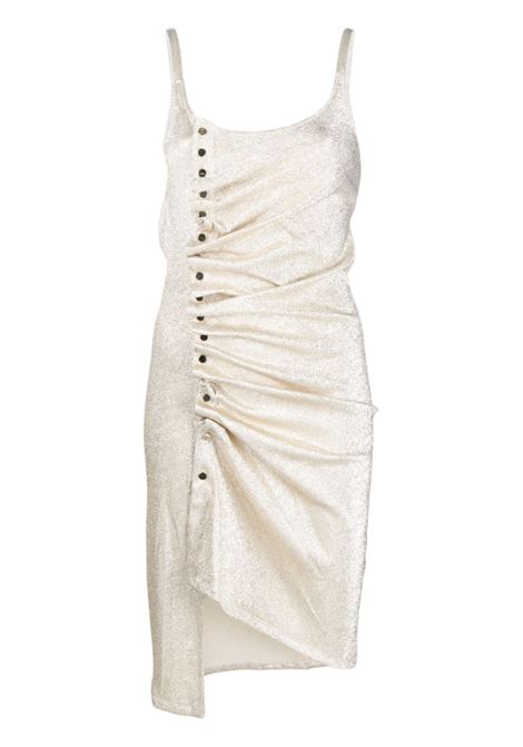 Silver and gold ruched sleeveless mini dress - women RABANNE | 23PJRO523VI0261M042