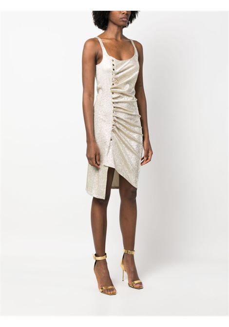 Silver and gold ruched sleeveless mini dress - women RABANNE | 23PJRO523VI0261M042