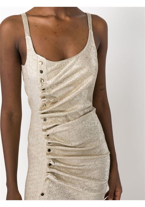 Silver and gold ruched sleeveless mini dress - women RABANNE | 23PJRO523VI0261M042