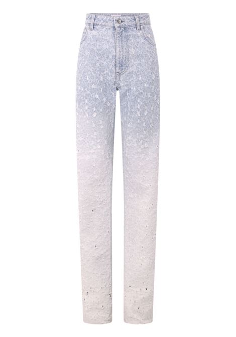 Multicolored distressed ombr? straight-leg jeans - women