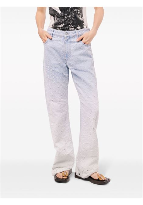 Jeans dritti con effetto vissuto in blu e bianco - donna RABANNE | 24ECPA349CO0524P188
