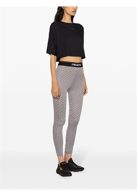 Black and white monogram-jacquard leggings - women RABANNE | 24PJPA325VI0360V317