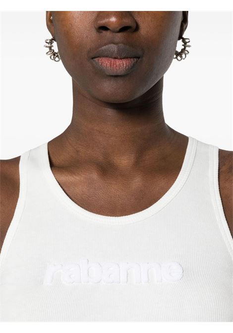 White logo-patch ribbed tank top - women RABANNE | 24PJTE631VI0352P112