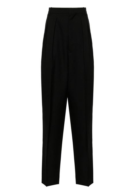 Black pleated tailored trousers - men